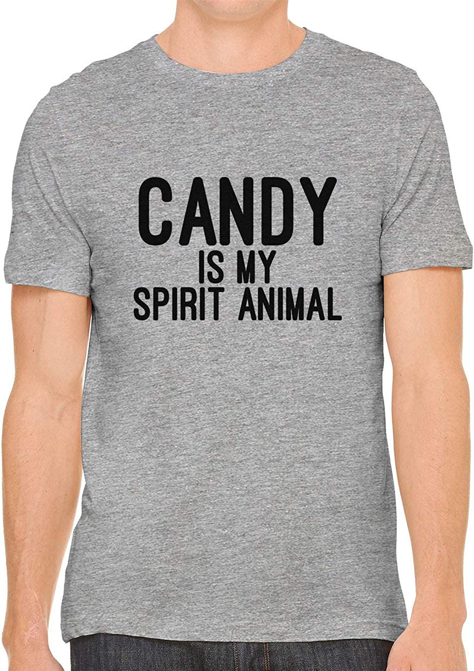 Candy is My Spirit Animal Cotton Crewneck Men Gray T-Shirts