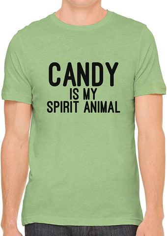 Candy is My Spirit Animal Cotton Crewneck Men Green T-Shirts