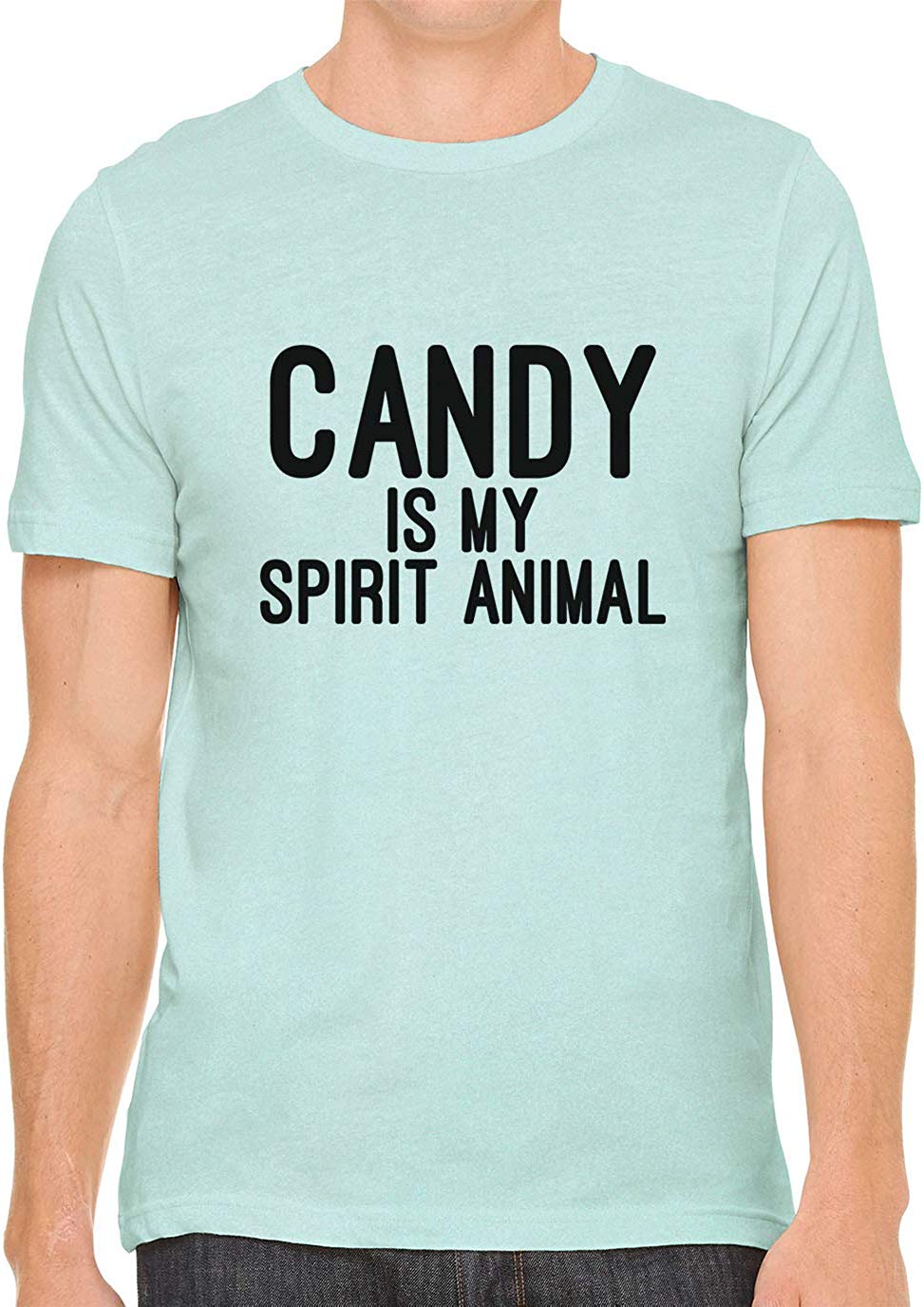 Candy is My Spirit Animal Cotton Crewneck Men Green T-Shirts