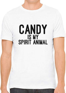 Candy is My Spirit Animal Cotton Crewneck Men White T-Shirts