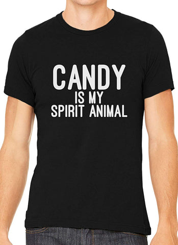 Candy is My Spirit Animal Cotton Crewneck Mens Black T-Shirts