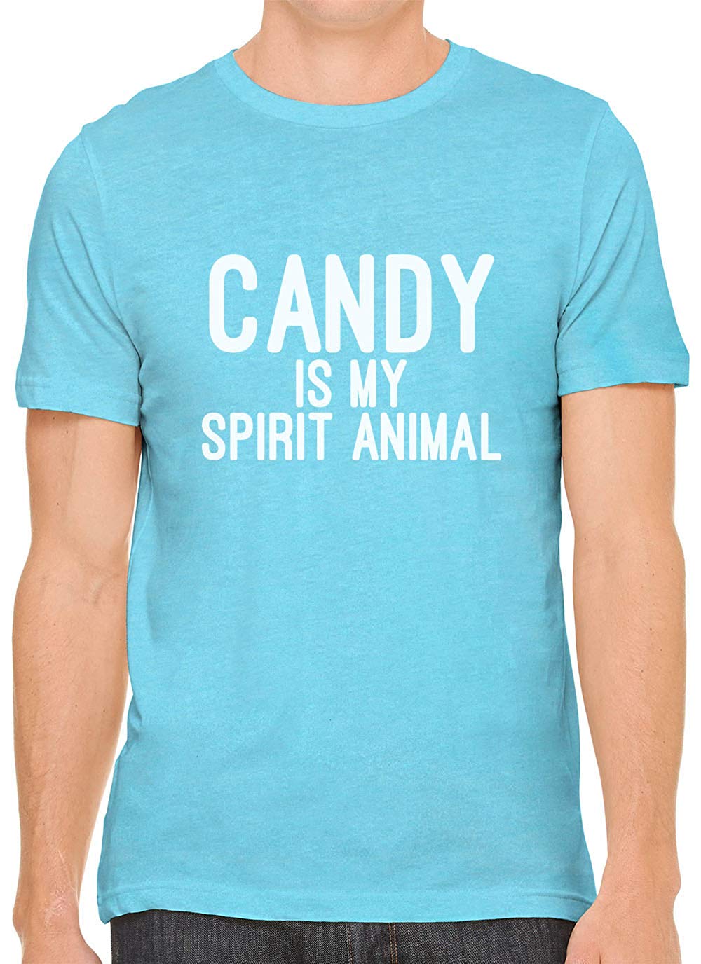 Candy is My Spirit Animal Cotton Crewneck Mens Blue T-Shirts