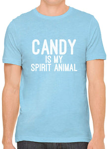 Candy is My Spirit Animal Cotton Crewneck Mens Blue T-Shirts