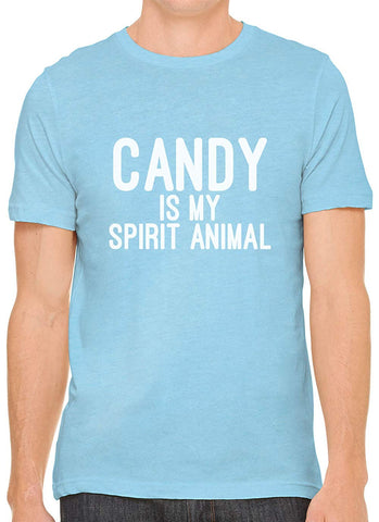 Candy is My Spirit Animal Cotton Crewneck Mens Blue T-Shirts