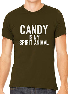 Candy is My Spirit Animal Cotton Crewneck Mens Brown T-Shirts