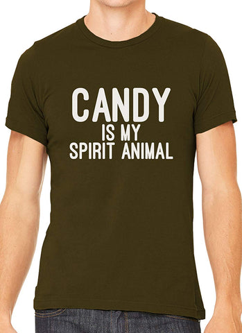 Candy is My Spirit Animal Cotton Crewneck Mens Brown T-Shirts