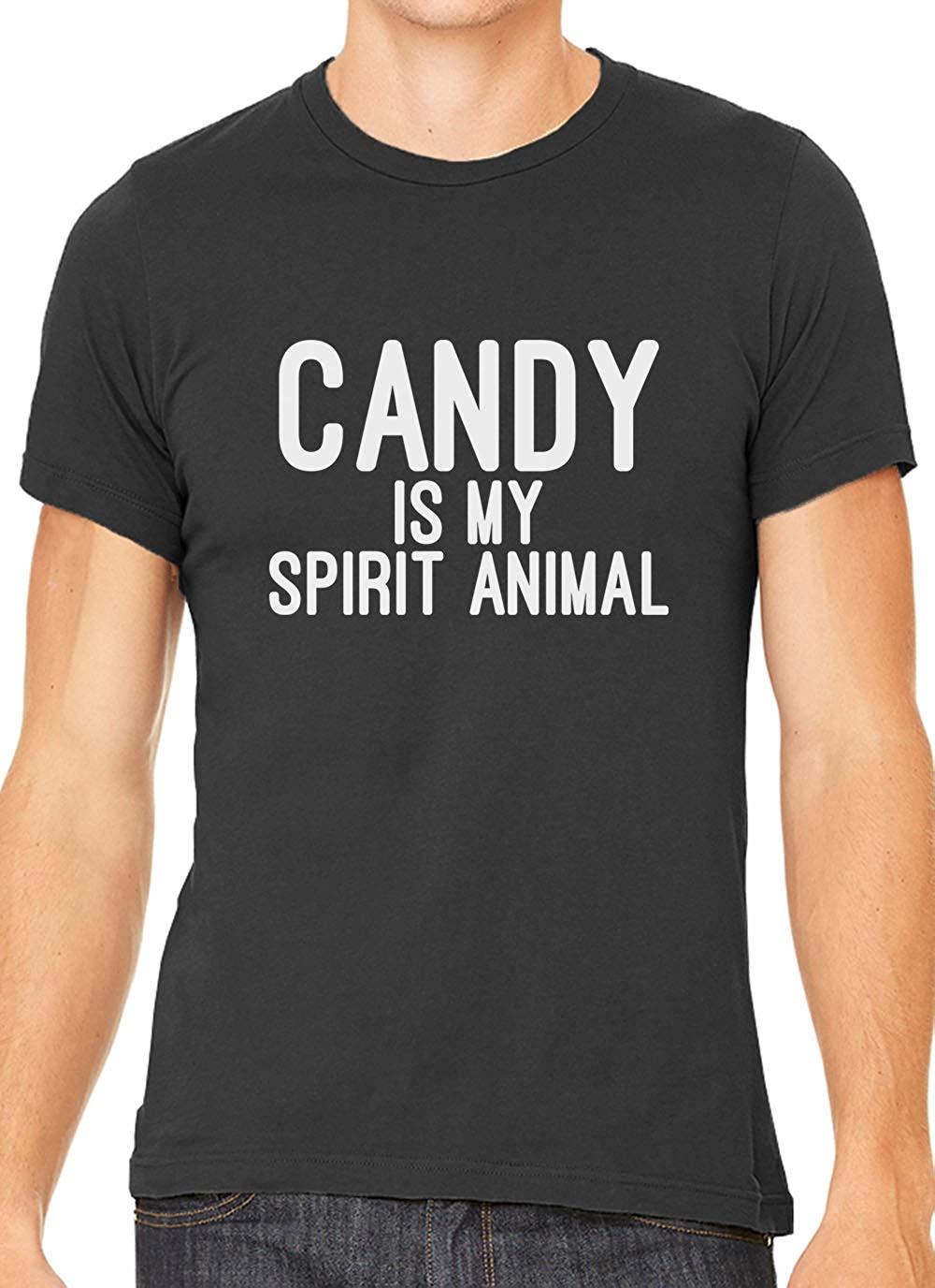 Candy is My Spirit Animal Cotton Crewneck Mens Gray T-Shirts