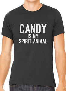 Candy is My Spirit Animal Cotton Crewneck Mens Gray T-Shirts