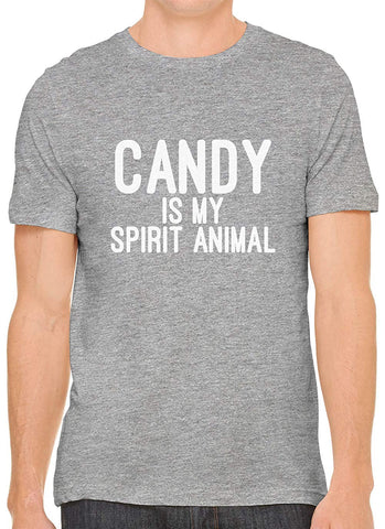 Candy is My Spirit Animal Cotton Crewneck Mens Gray T-Shirts