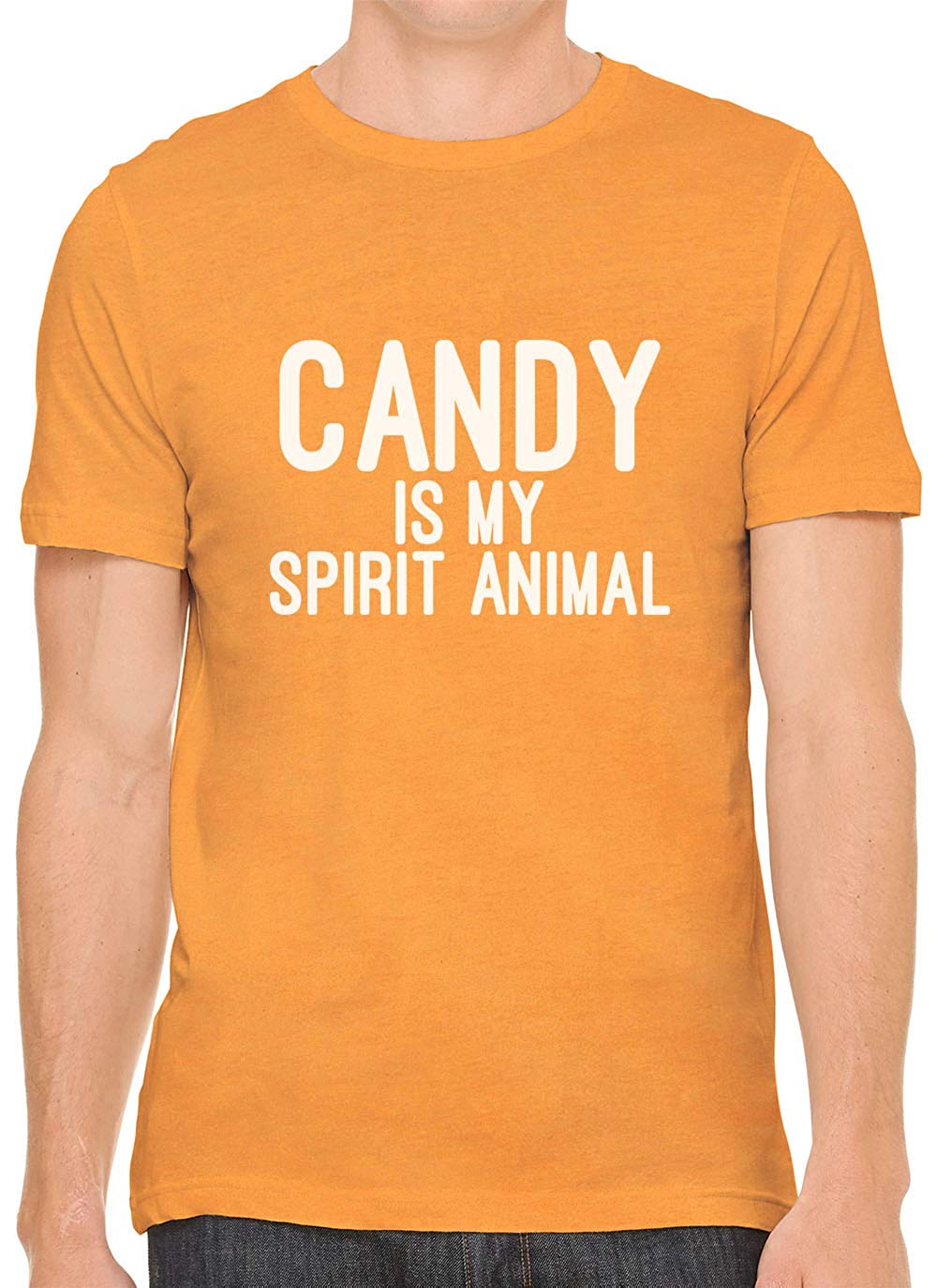 Candy is My Spirit Animal Cotton Crewneck Mens Orange T-Shirts