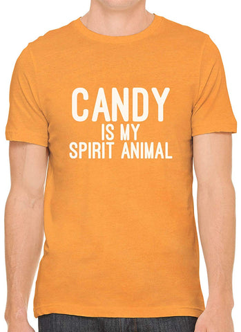 Candy is My Spirit Animal Cotton Crewneck Mens Orange T-Shirts