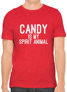 Candy is My Spirit Animal Cotton Crewneck Mens Red T-Shirts