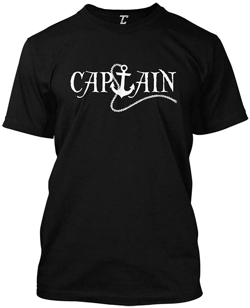 Captain-First Mate Anchor Nautical Men's Black T-Shirts