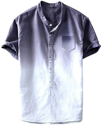 Casual for Men Short Sleeve,Fineser Mens Cool and Thin Breathable Collar Hanging Dyed Gradient Cotton Gray T-Shirts