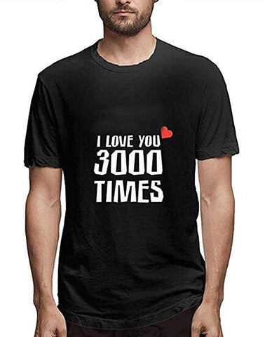 Casual for Men Short Sleeve,Fineser Mens I Love You 3000 Times Print Tops Graphic Summer Black T-Shirts