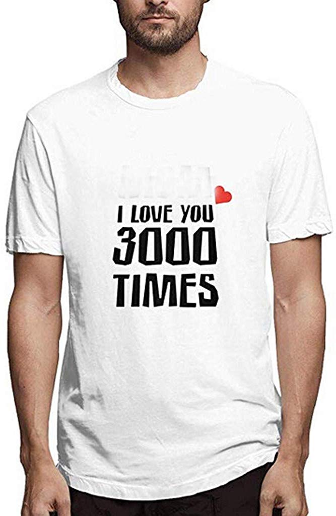 Casual for Men Short Sleeve,Fineser Mens I Love You 3000 Times Print Tops Graphic Summer White T-Shirts