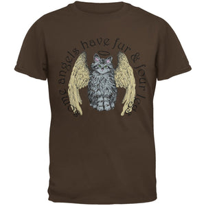 Cat Angel Brown Adult Brown T-Shirts