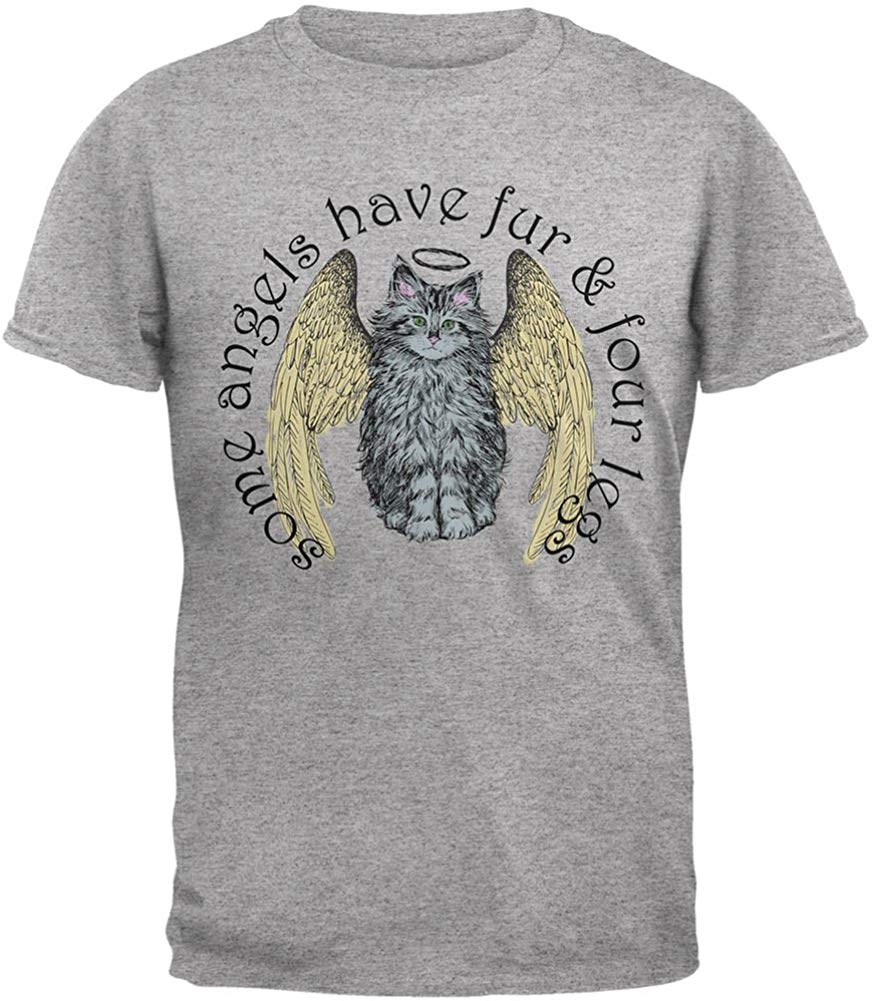 Cat Angel Heather Grey Adult Grey T-Shirts