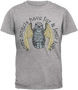 Cat Angel Heather Grey Adult Grey T-Shirts