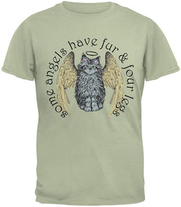 Cat Angel Serene Adult Green T-Shirts