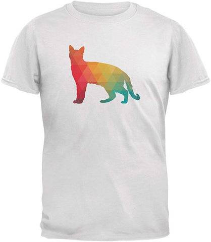 Cat Geometric Adult White T-Shirts