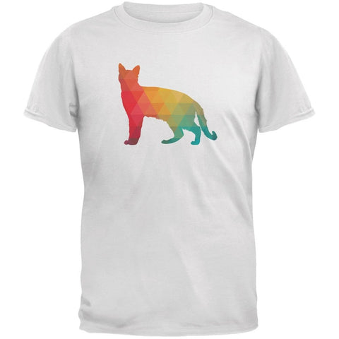 Cat Geometric Adult White T-Shirts