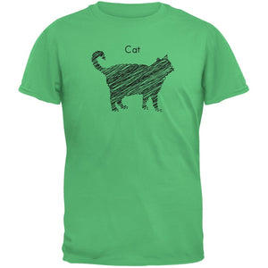 Cat Scribble Drawing Irish Adult Green T-Shirts