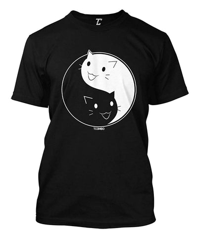 Cat Ying Yang-Kitten Men's Black T-Shirts