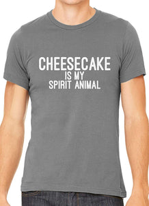 Cheesecake is My Spirit Animal Cotton Crewneck Unisex Gray T-Shirts