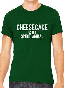 Cheesecake is My Spirit Animal Cotton Crewneck Unisex Green T-Shirts