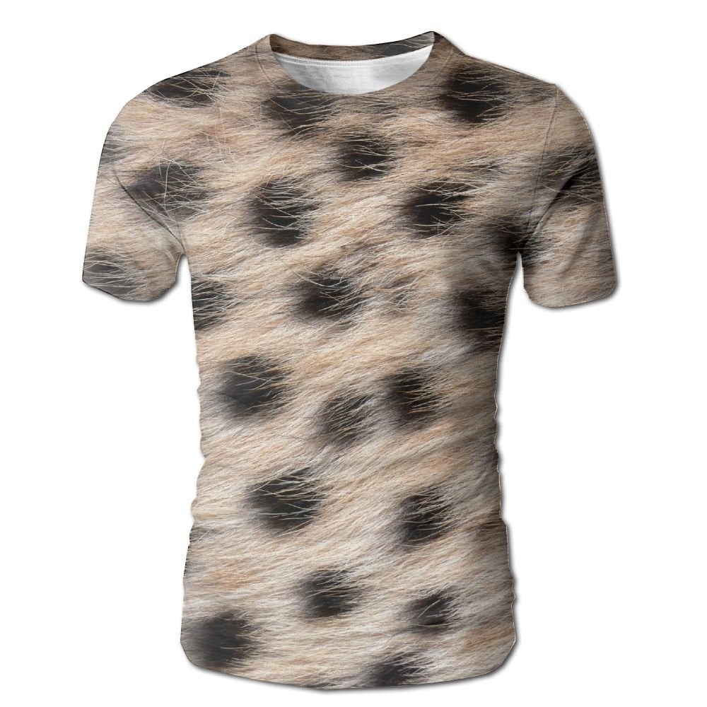 Cheetah Spots Wild Wild Animal Mens Round Neck Short Sleeve Casual White T-Shirts