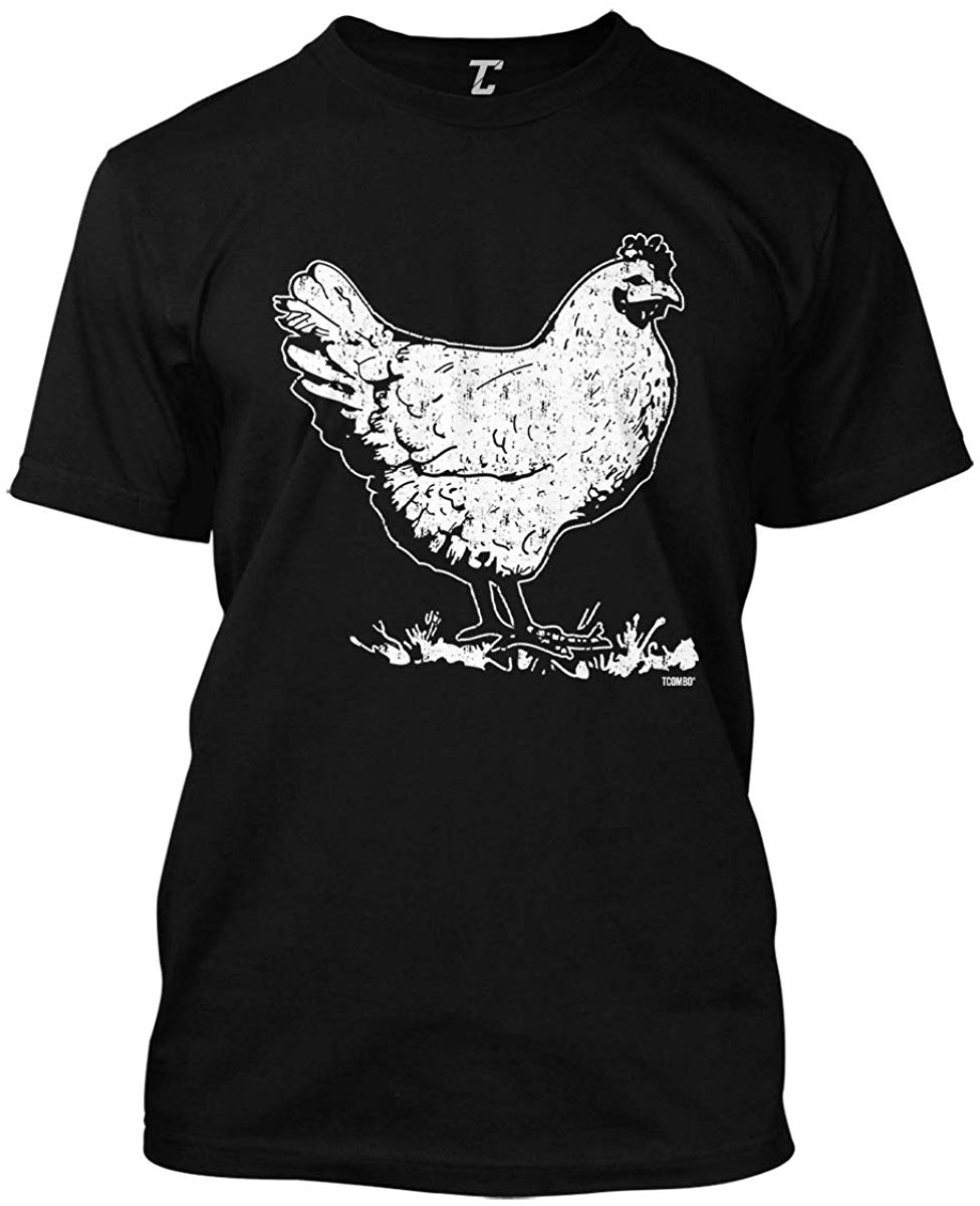 Chicken-Fowl Farm Animal Men's Black T-Shirts