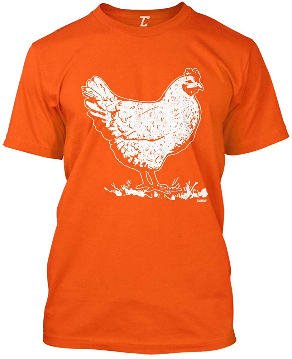 Chicken-Fowl Farm Animal Men's Orange T-Shirts