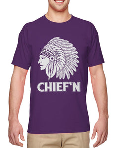 Chief'n-Native American Smoke Cheef Men's Purple T-Shirts