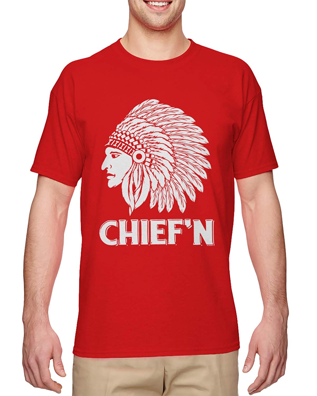 Chief'n-Native American Smoke Cheef Men's Red T-Shirts