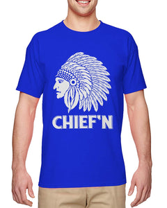 Chief'n-Native American Smoke Cheef Men's Royal T-Shirts