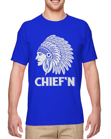 Chief'n-Native American Smoke Cheef Men's Royal T-Shirts