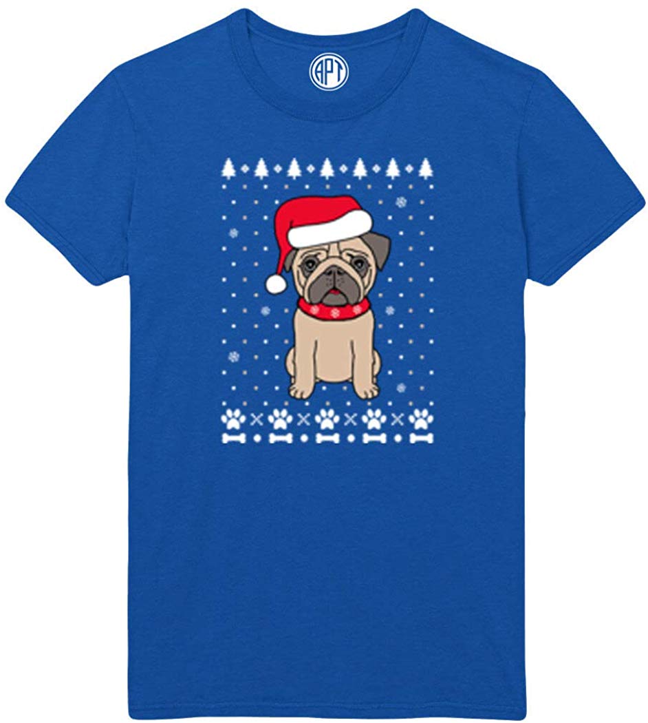 Christmas Pug Holiday Printed Royal T-Shirts