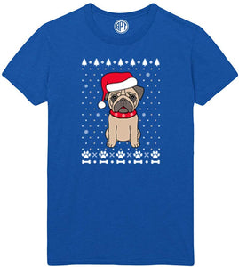 Christmas Pug Holiday Printed Royal T-Shirts