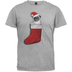 Christmas Stocking Pug Black T-Shirts