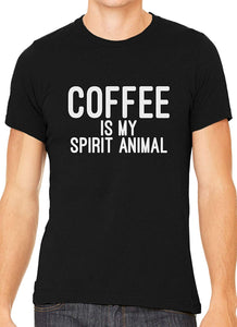 Coffee is My Spirit Animal Cotton Crewneck Men Black T-Shirts