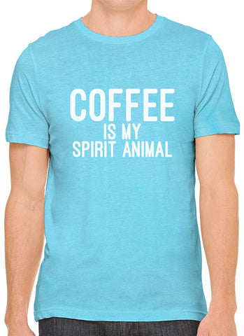 Coffee is My Spirit Animal Cotton Crewneck Men Blue T-Shirts