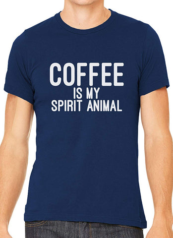 Coffee is My Spirit Animal Cotton Crewneck Men Blue T-Shirts