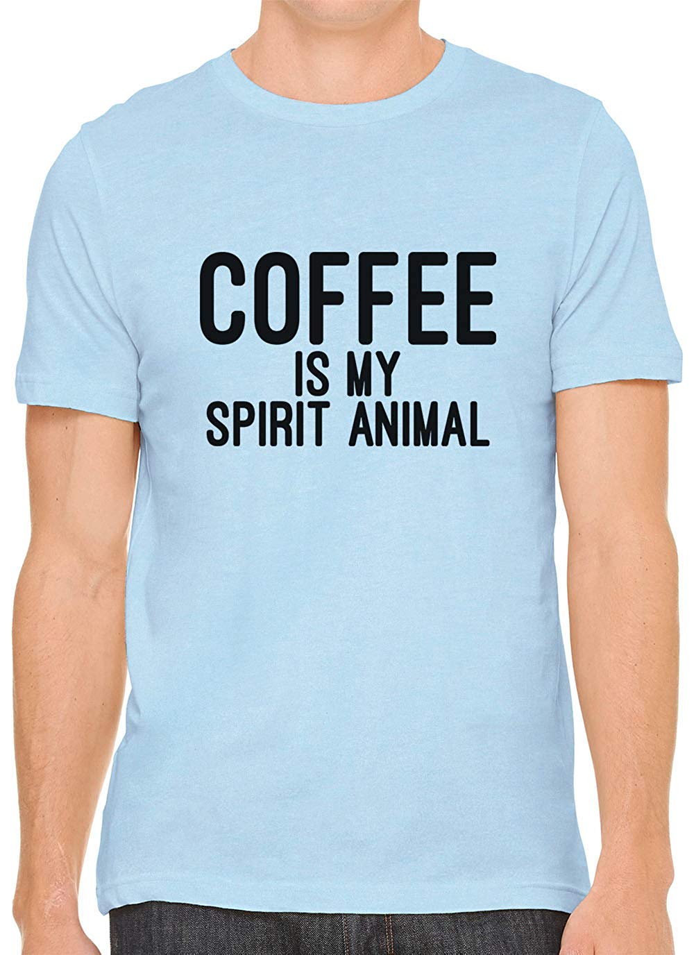 Coffee is My Spirit Animal Cotton Crewneck Men Blue T-Shirts