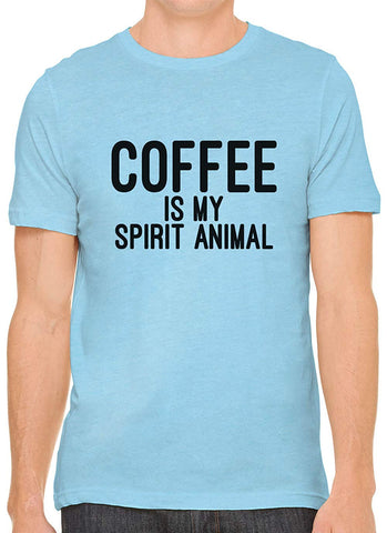 Coffee is My Spirit Animal Cotton Crewneck Men Blue T-Shirts