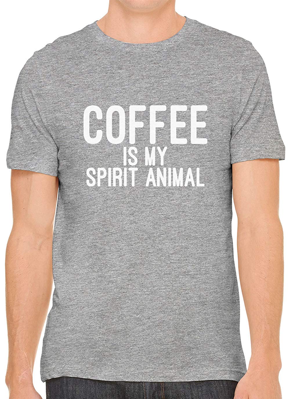 Coffee is My Spirit Animal Cotton Crewneck Men Gray T-Shirts