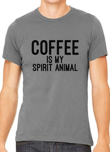 Coffee is My Spirit Animal Cotton Crewneck Men Gray T-Shirts