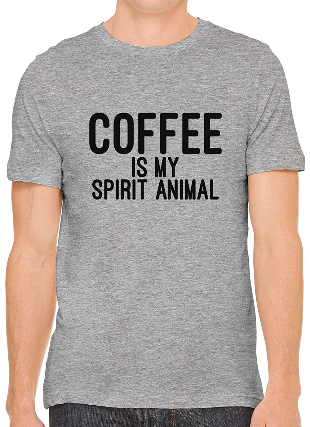 Coffee is My Spirit Animal Cotton Crewneck Men Gray T-Shirts