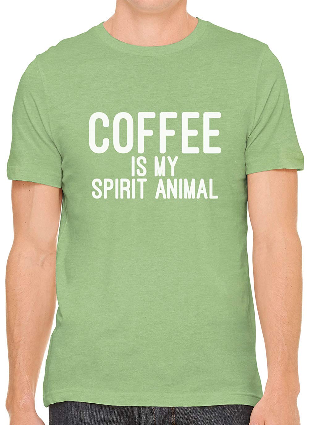 Coffee is My Spirit Animal Cotton Crewneck Men Green T-Shirts