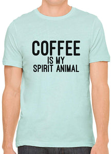 Coffee is My Spirit Animal Cotton Crewneck Men Green T-Shirts